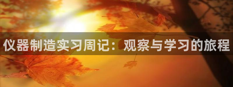 天宏娱乐官网平台：仪器制造实习周记：观察与学习的旅程